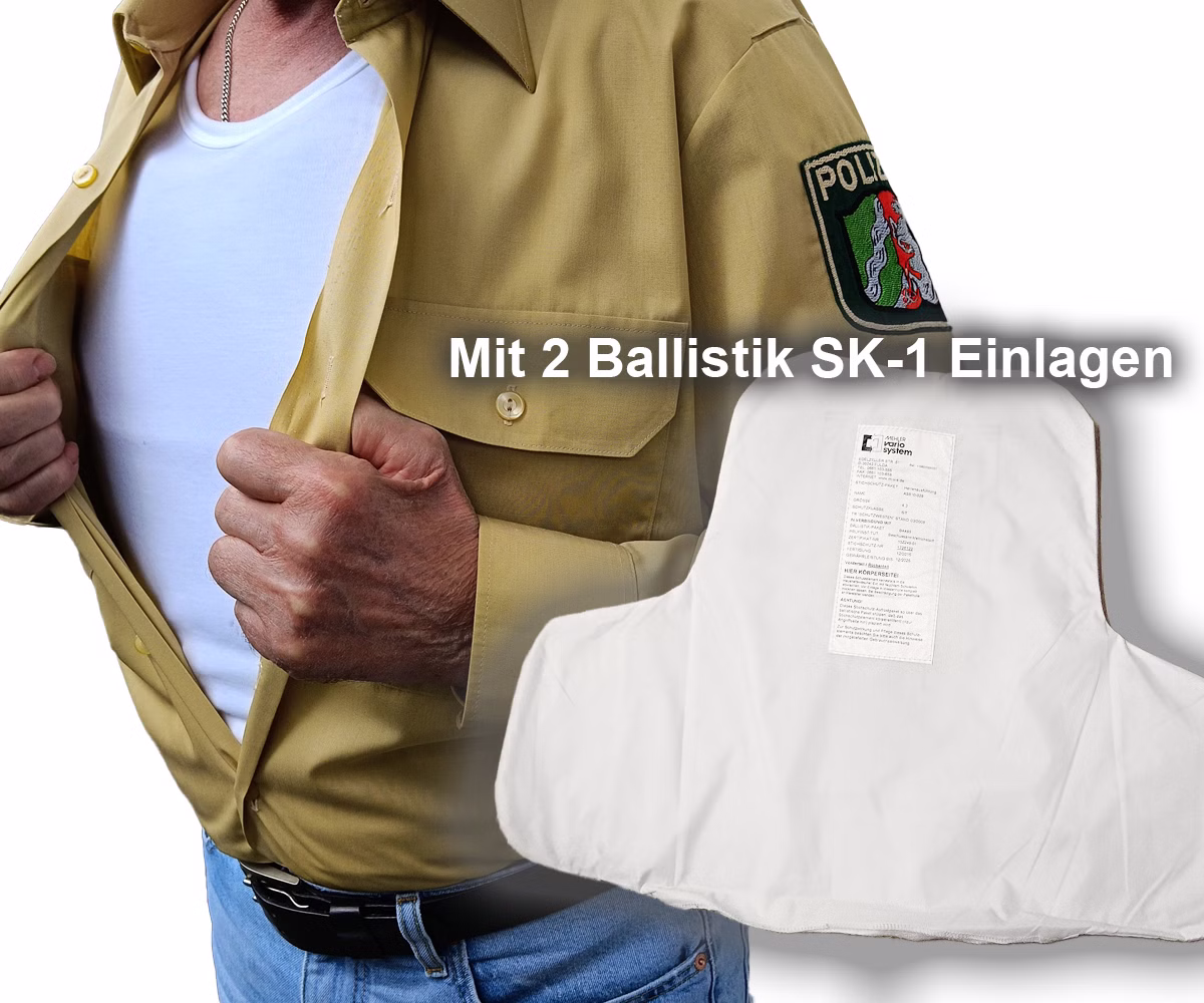 ballistisches unterzieh hemd "deep cover" mit mehler schutzeinlagen nij iiia / sk 1